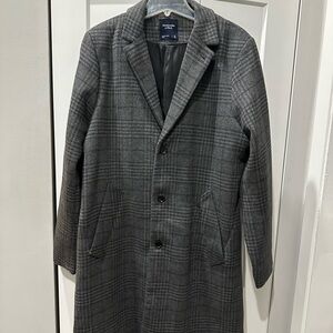 Men's Abercrombie & Fitch Charcoal Checkered Coat